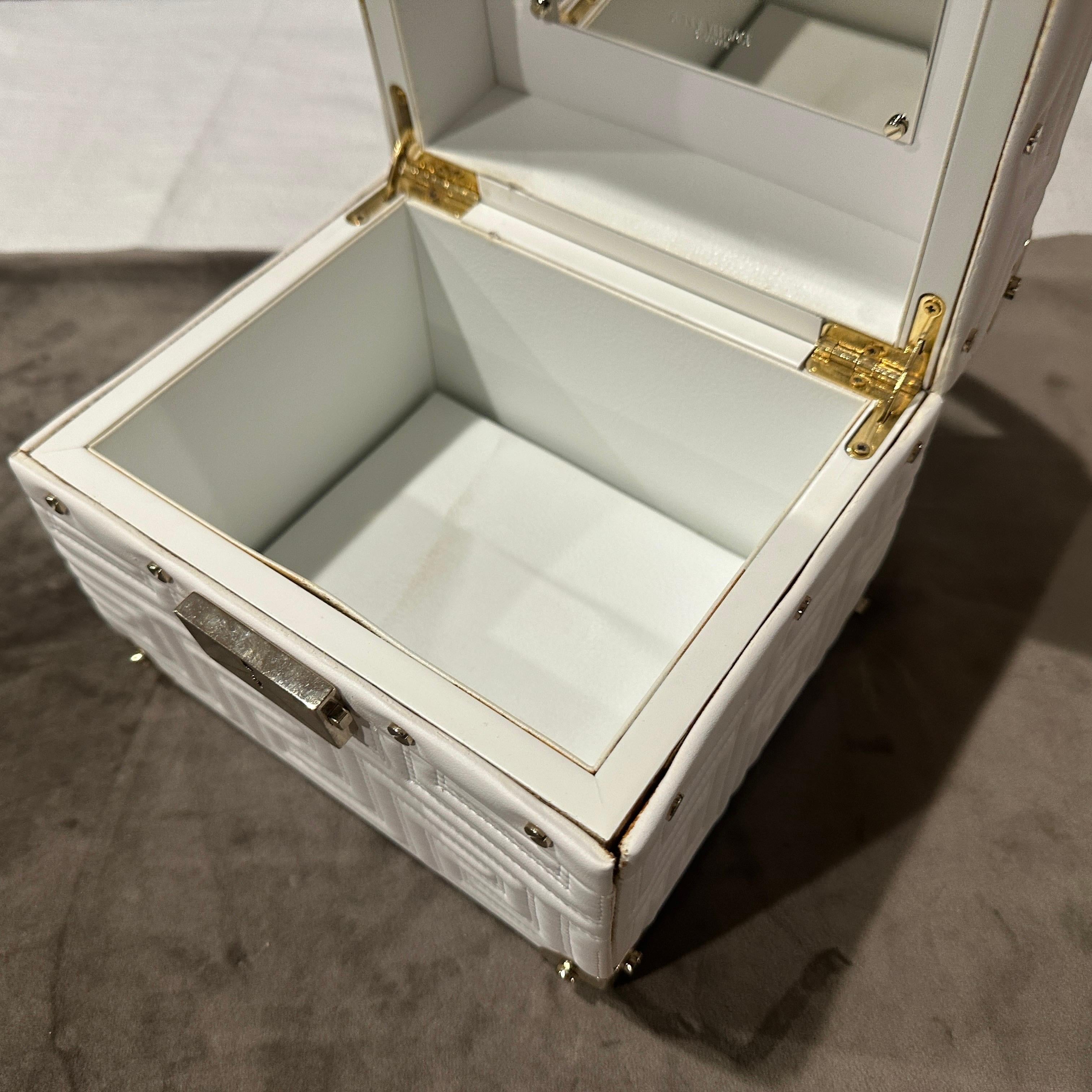 Gianni Versace Couture White Leather and Brass Luxury Beauty Case For Sale 13