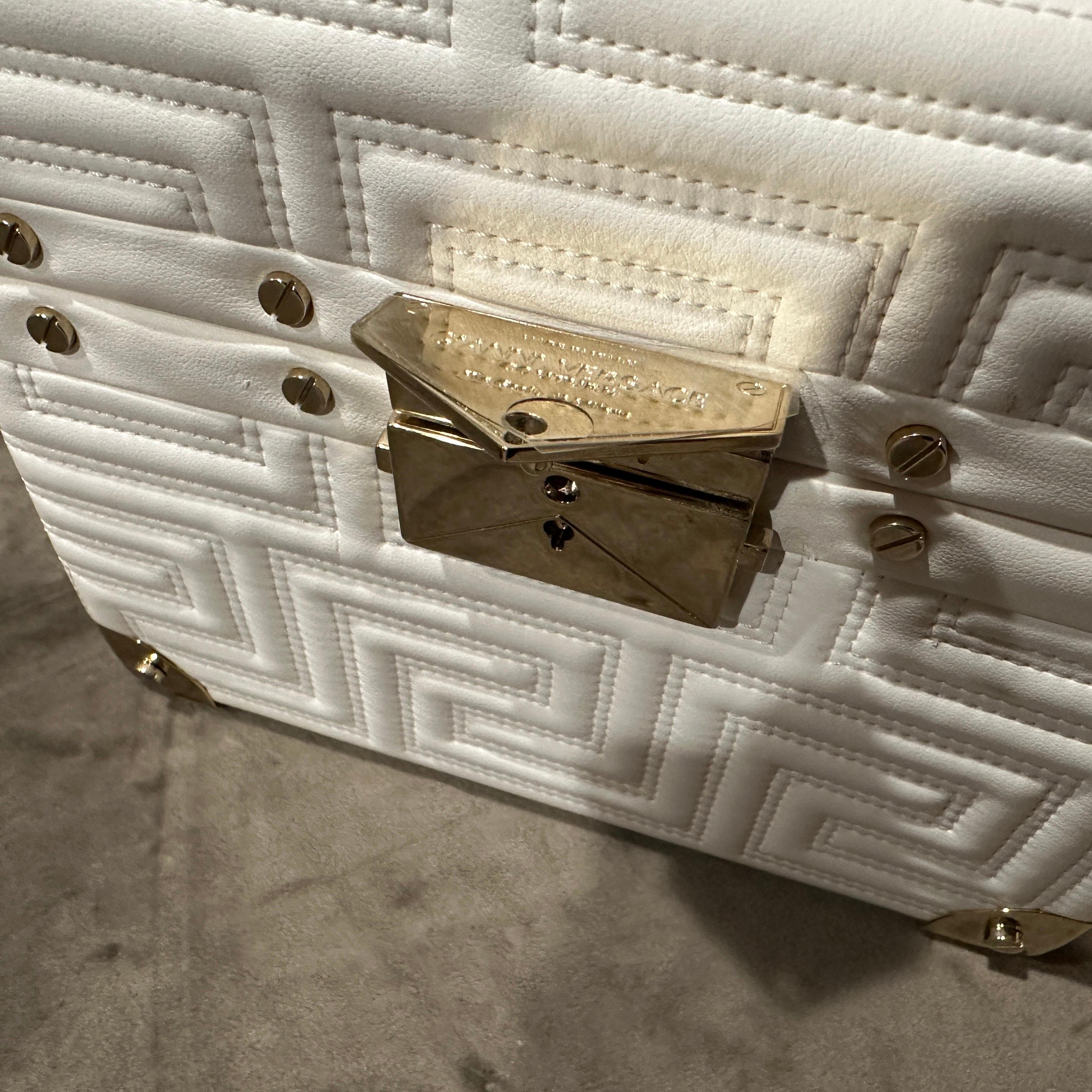 Gianni Versace Couture White Leather and Brass Luxury Beauty Case For Sale 14