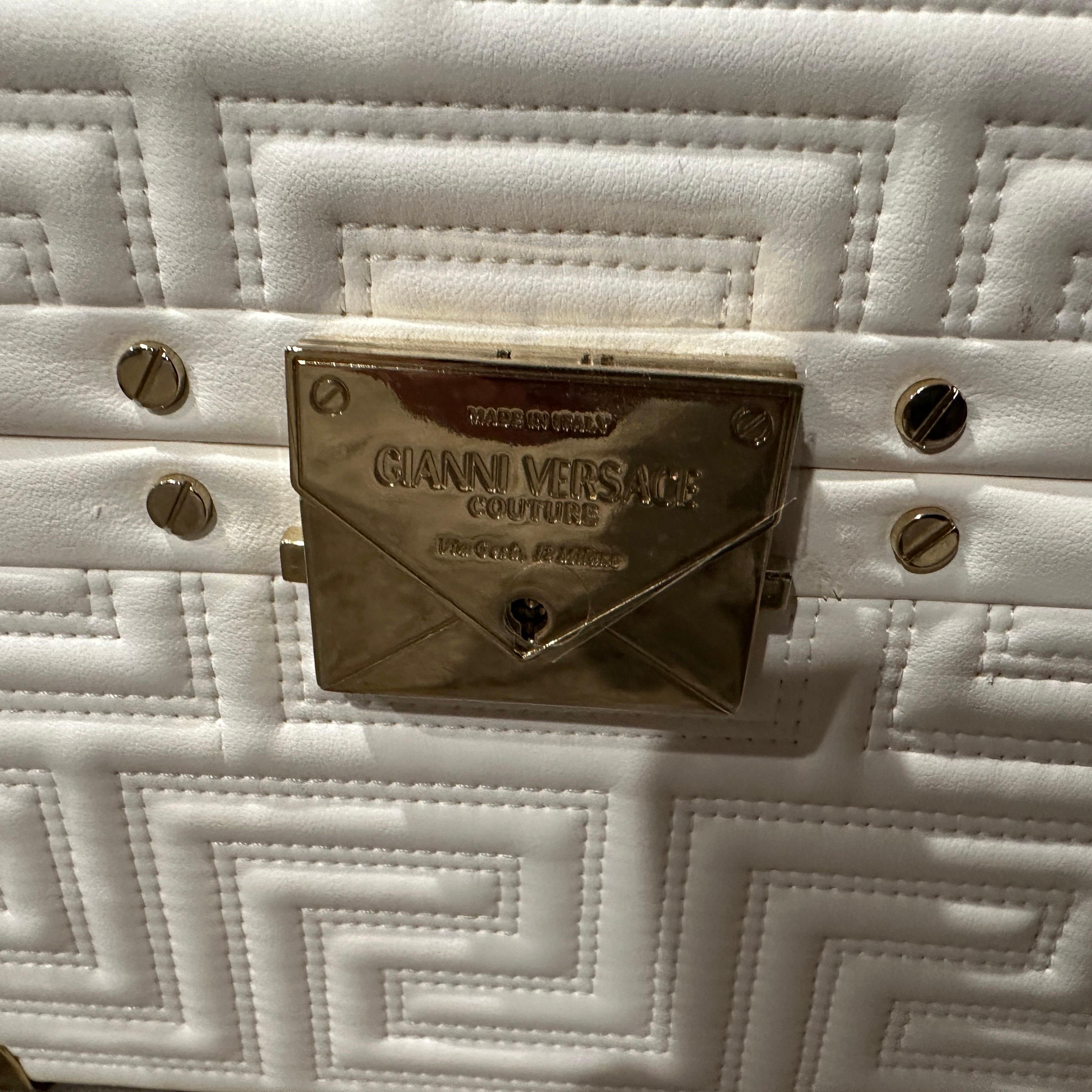 Gianni Versace Couture White Leather and Brass Luxury Beauty Case For Sale 15