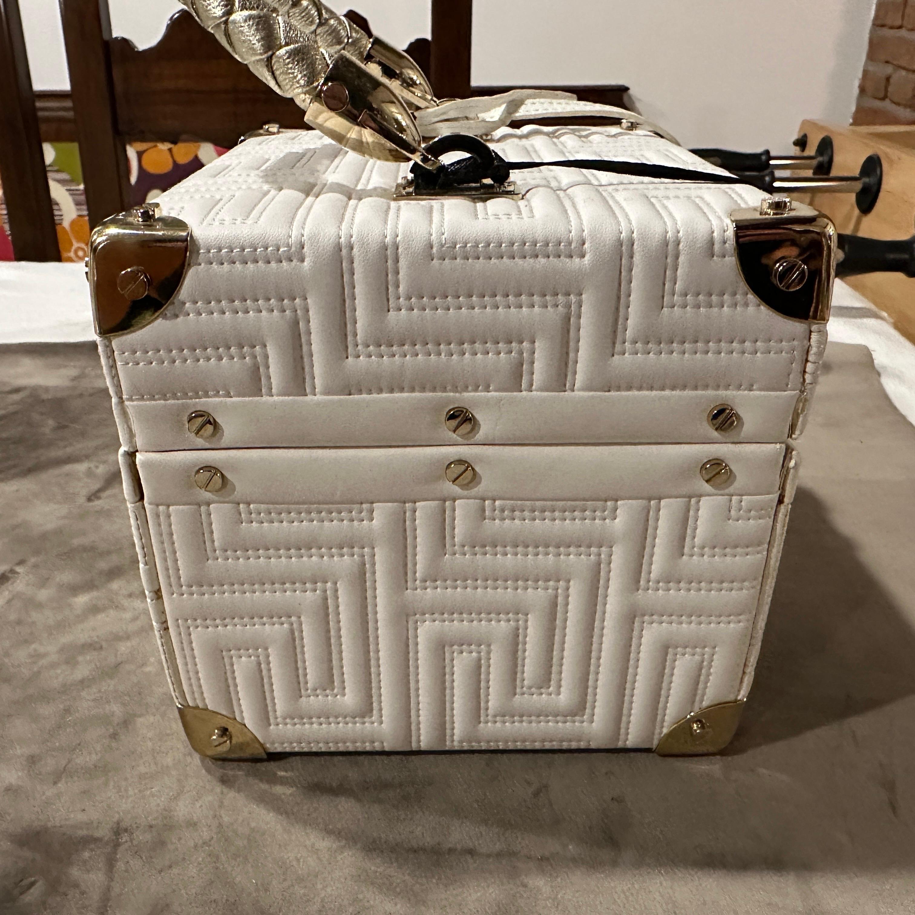 Gianni Versace Couture White Leather and Brass Luxury Beauty Case For Sale 1