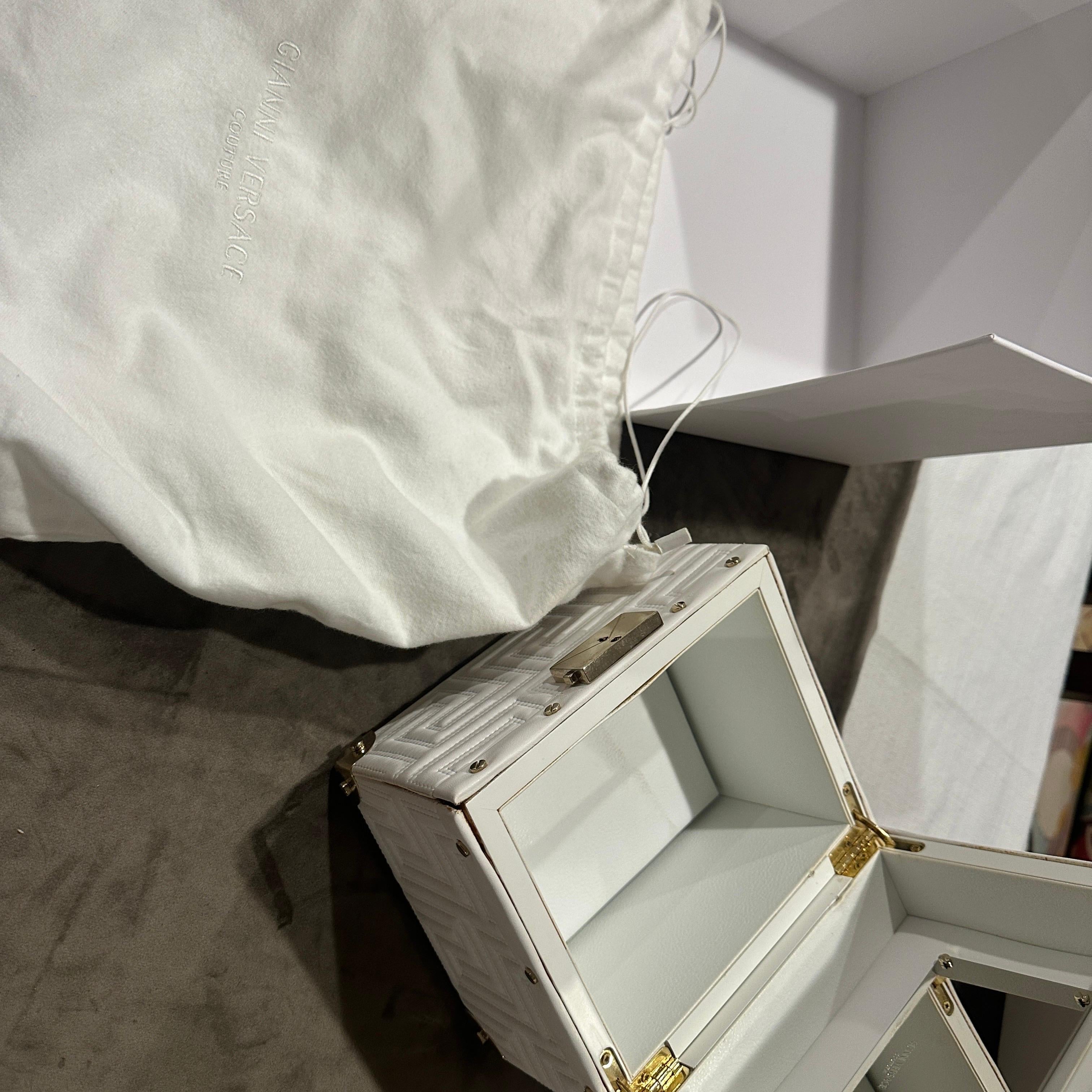 Gianni Versace Couture White Leather and Brass Luxury Beauty Case For Sale 4