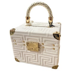 Gianni Versace Couture Beauty Case di lusso in pelle bianca e ottone
