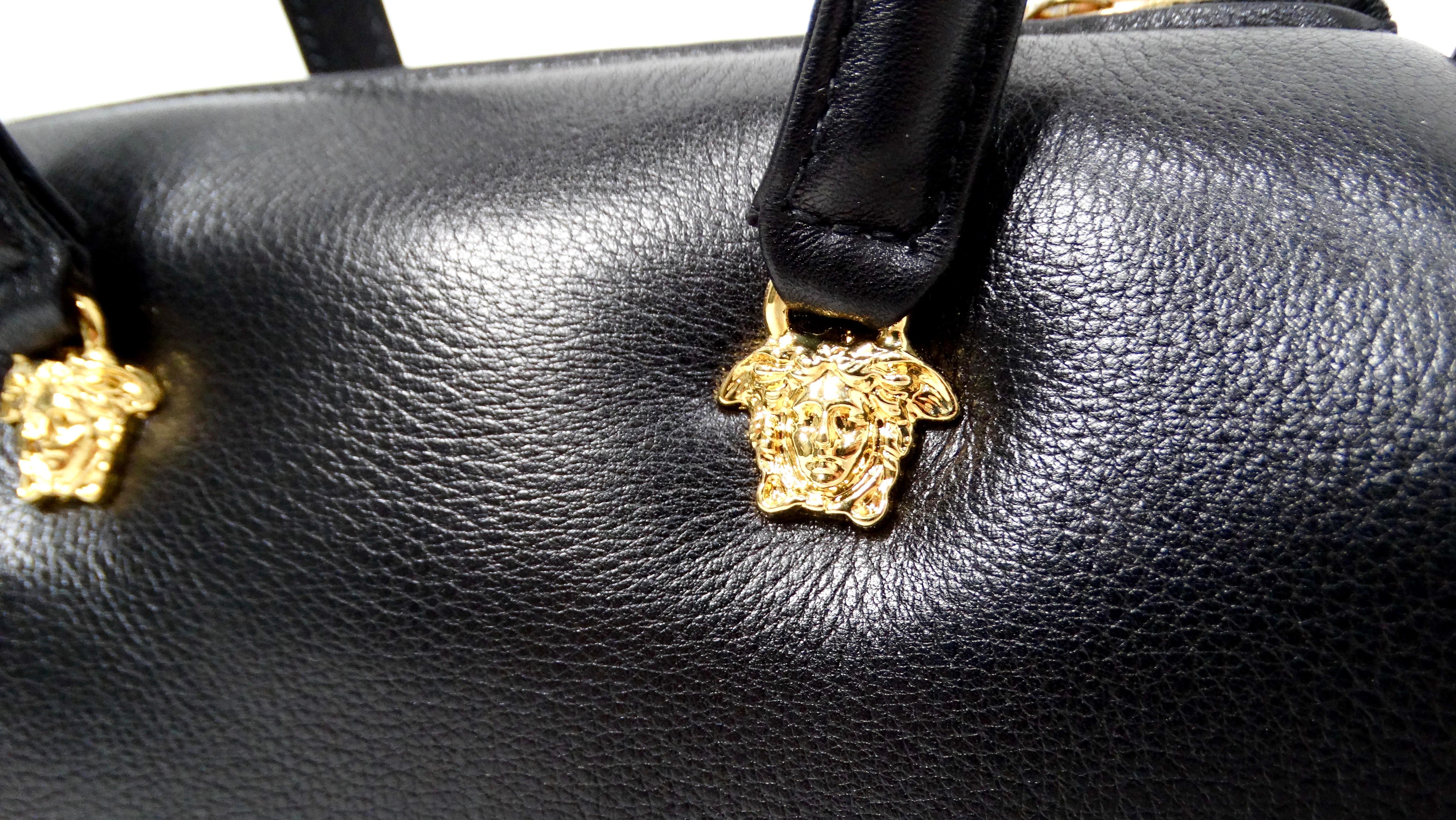 Women's Gianni Versace Couture X Absolut Vodka 1997 Black Leather Mini Bag For Sale