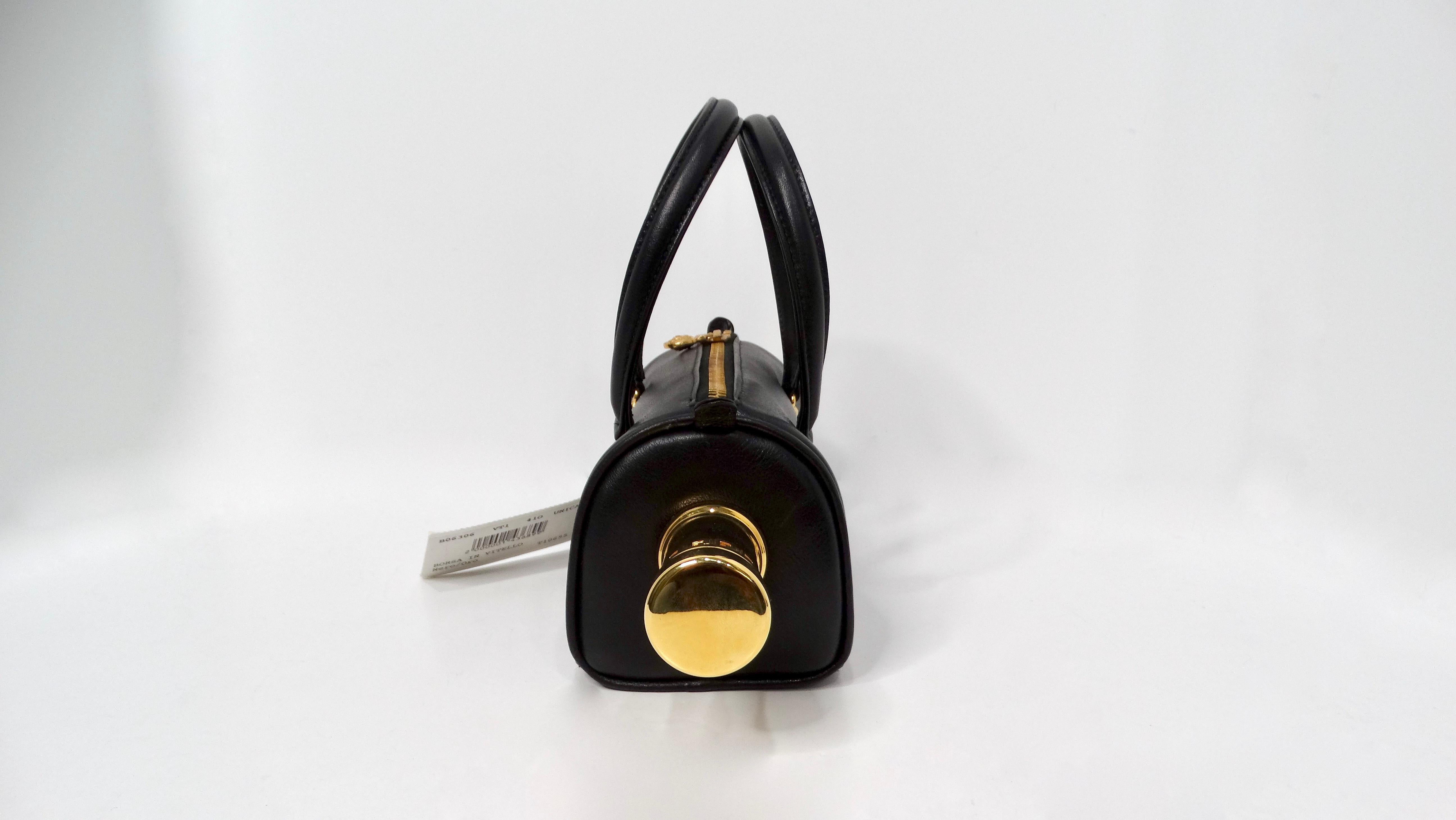 Gianni Versace Couture X Absolut Vodka 1997 Black Leather Mini Bag For Sale 2