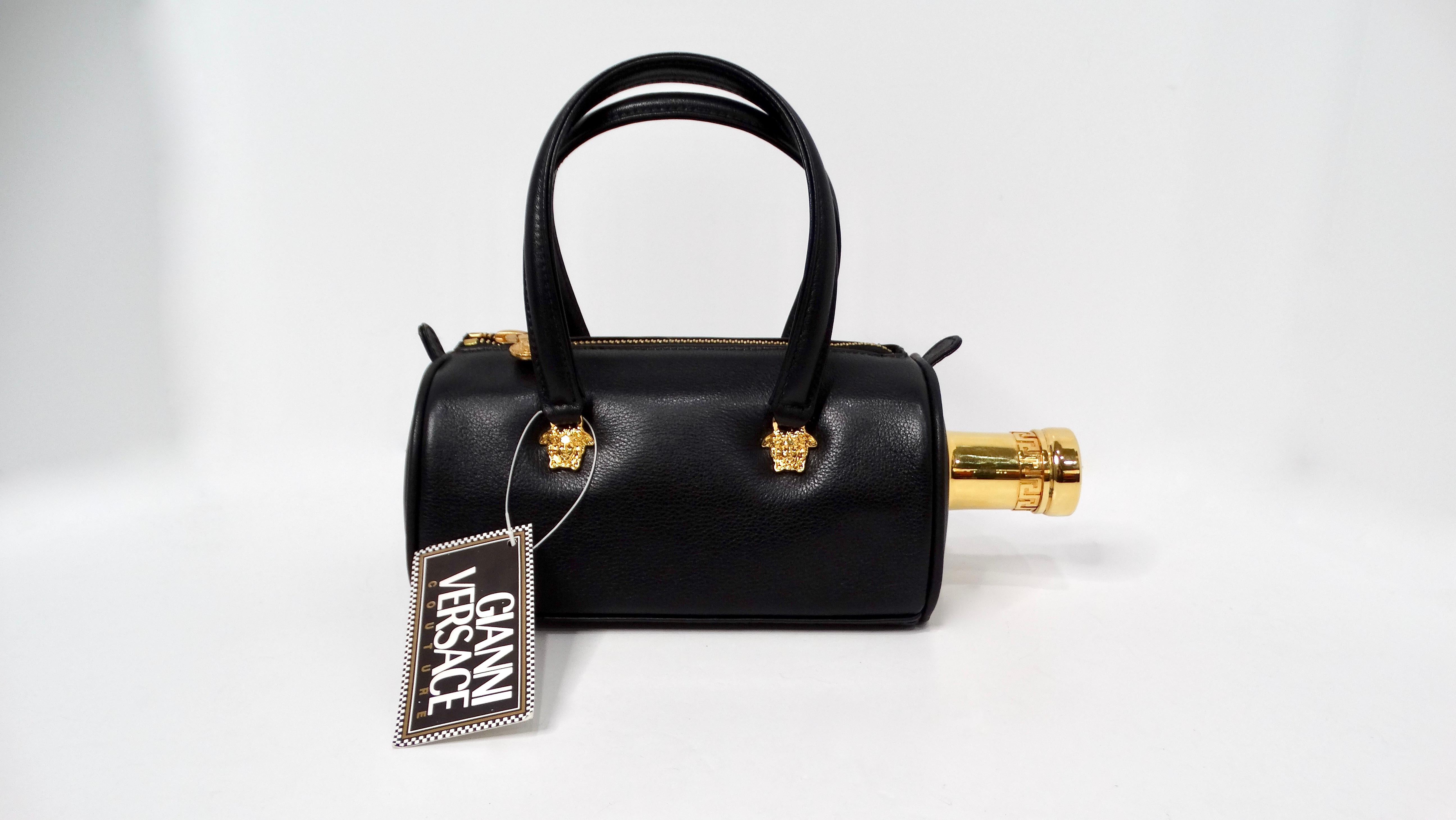 Gianni Versace Couture X Absolut Vodka 1997 Black Leather Mini Bag For Sale 3