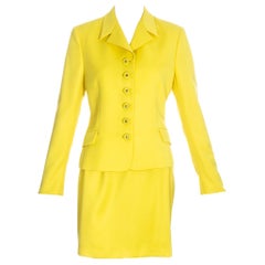 Retro Gianni Versace Couture yellow skirt suit, ss 1996