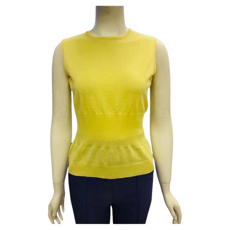 Gianni Versace Couture Yellow Wool Sleeveless Top For Sale