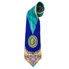 Gianni Versace blue and turquoise silk tie vintage 1990s