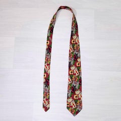 Gianni Versace silk tie with book covers 1990s