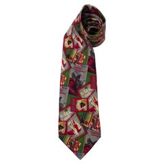 Gianni Versace silk tie with book covers 1990s