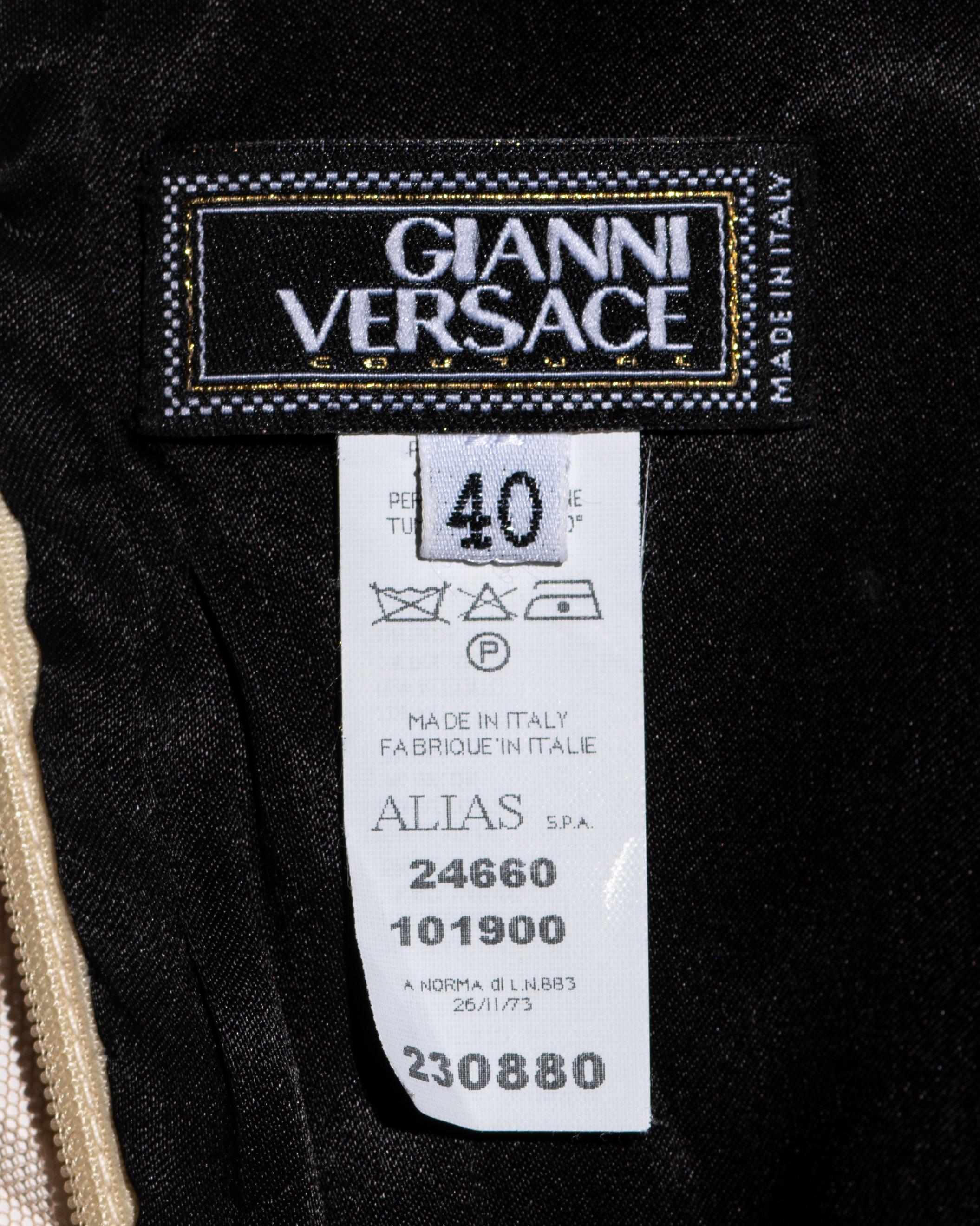 Gianni Versace cream leather and black lace evening dress, ss 2002 For Sale 3