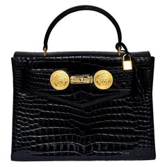 Gianni Versace Sac Couture gaufré en crocodile avec méduses