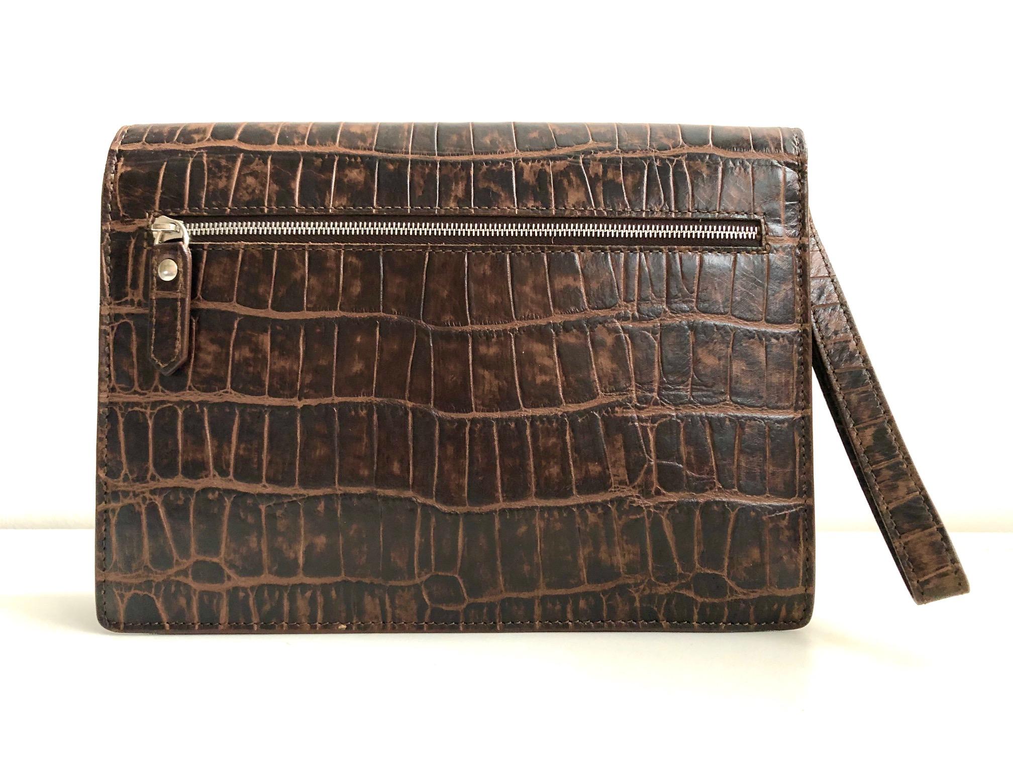 Pochette a busta marrone di Gianni Versace degli anni '80 In condizioni buone a London, GB