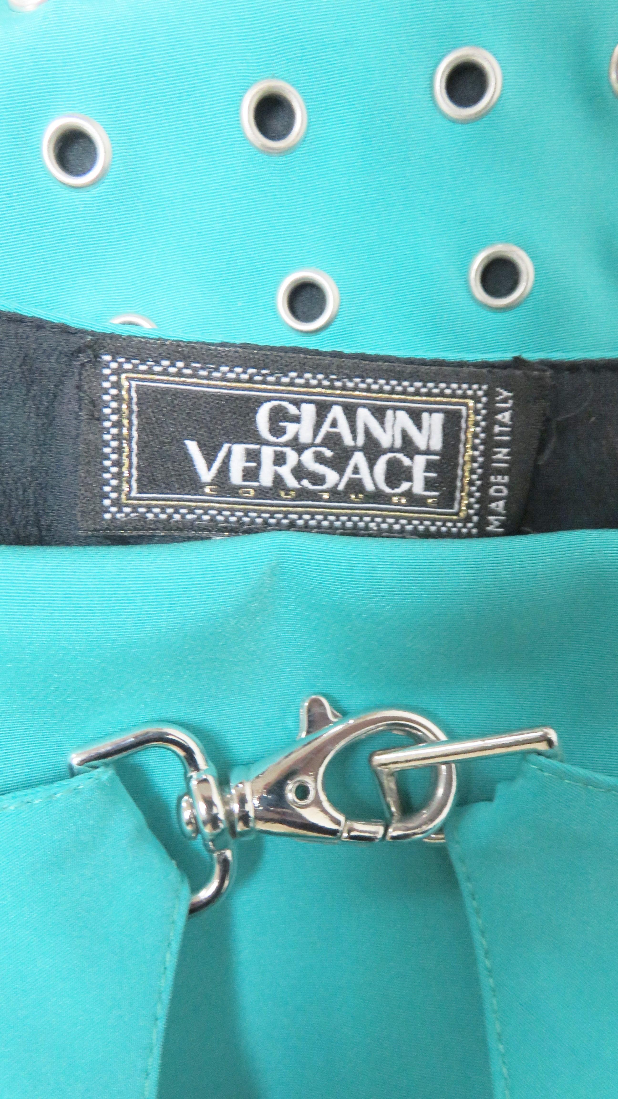 Gianni Versace Cut out Back Silk Dress with Grommets S/S 2003 For Sale 10