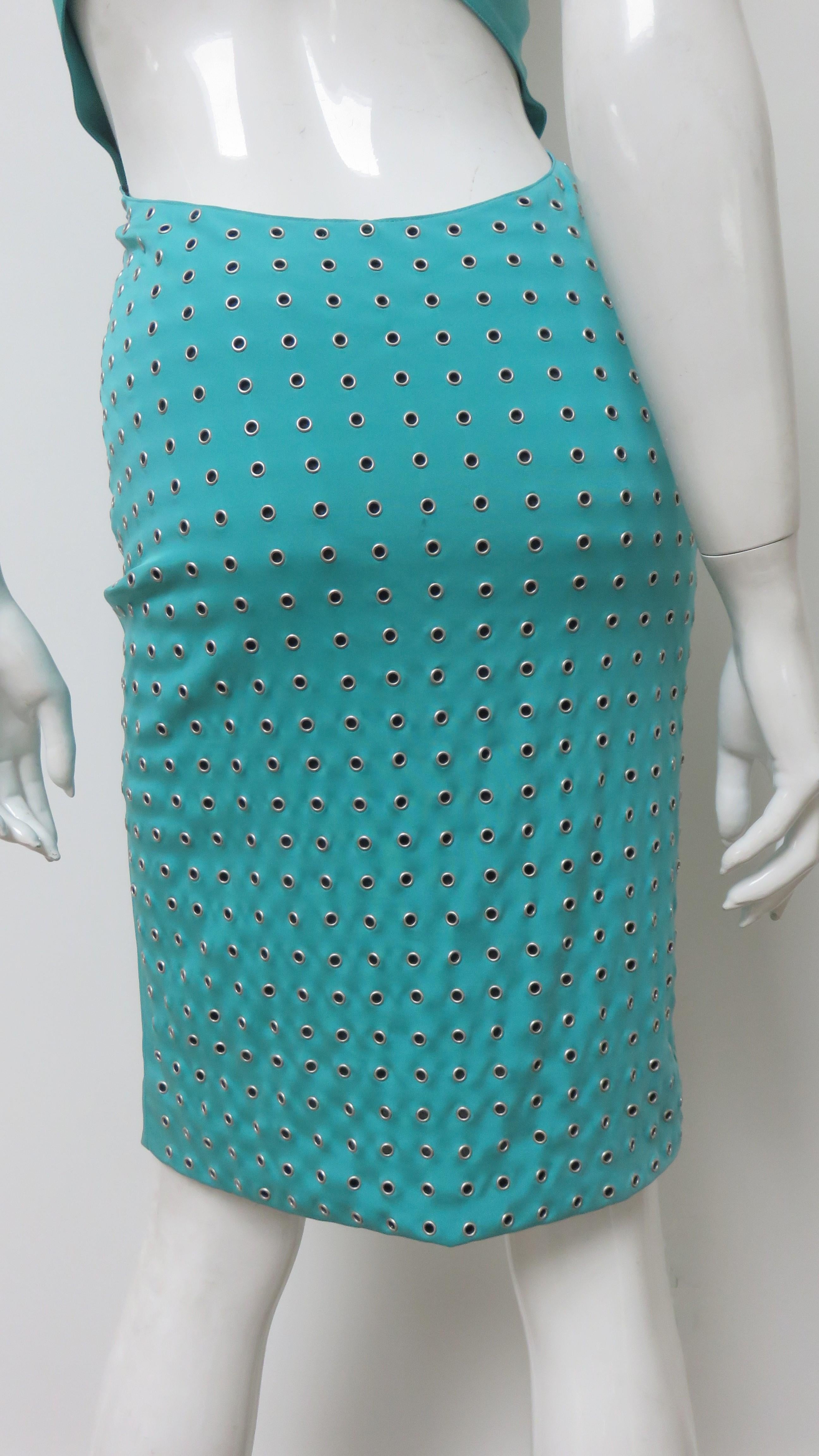Gianni Versace Cut out Back Silk Dress with Grommets S/S 2003 For Sale 1