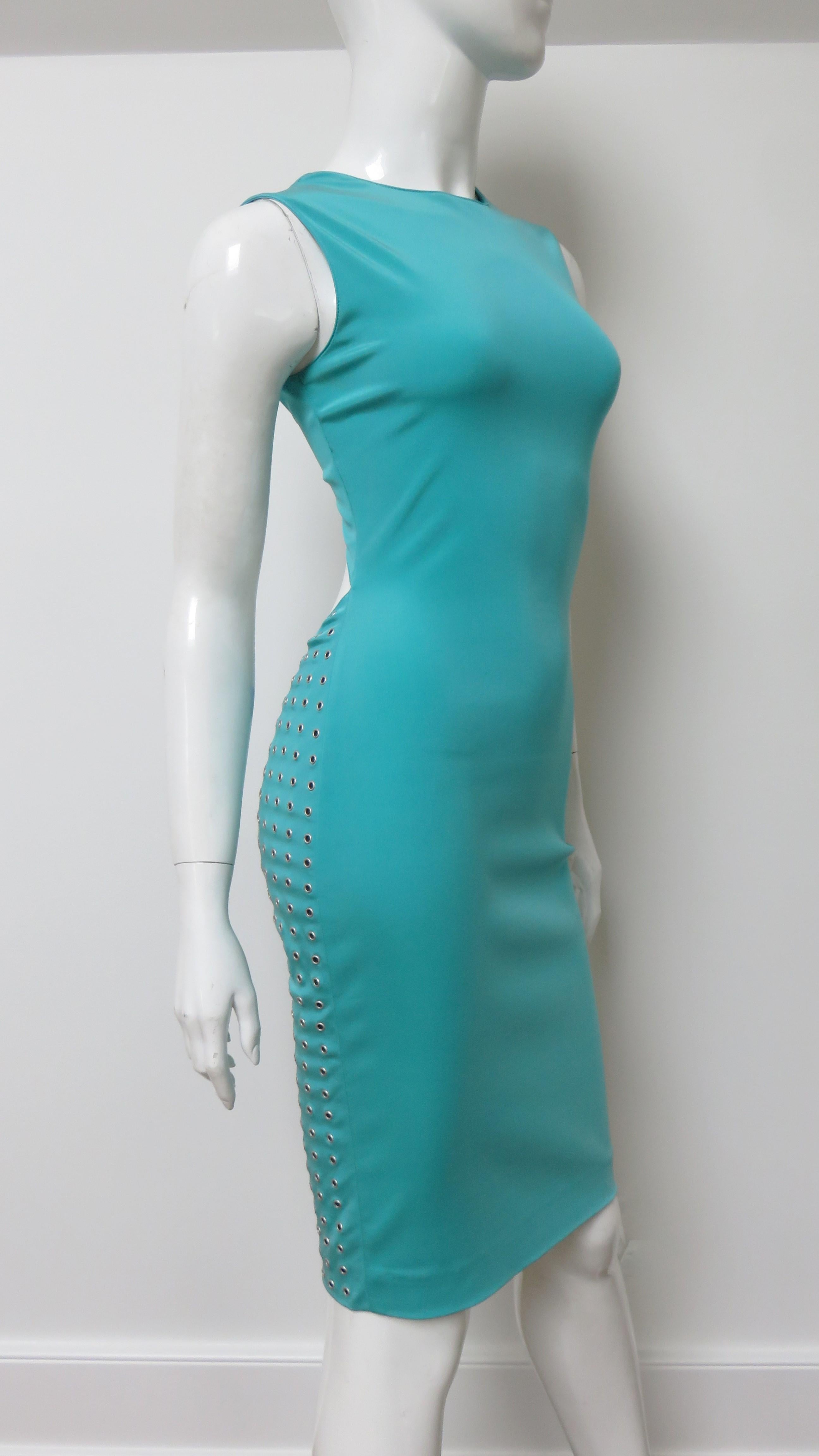 Gianni Versace Cut out Back Silk Dress with Grommets S/S 2003 For Sale 3