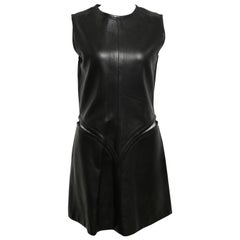 Gianni Versace - Vestito in pelle nera con ritaglio