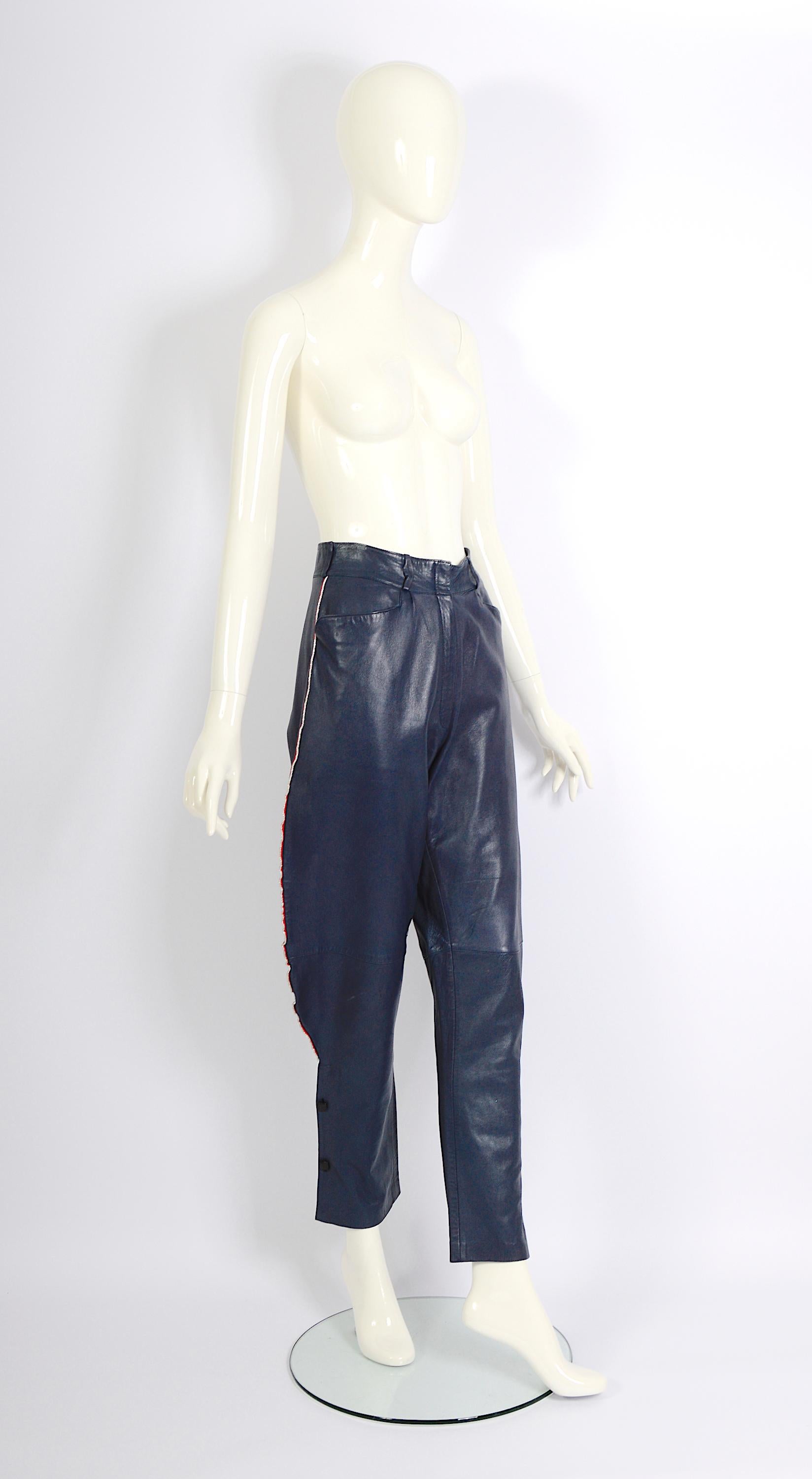 Gianni Versace documented vintage blue leather suit, fw 1981 For Sale 13