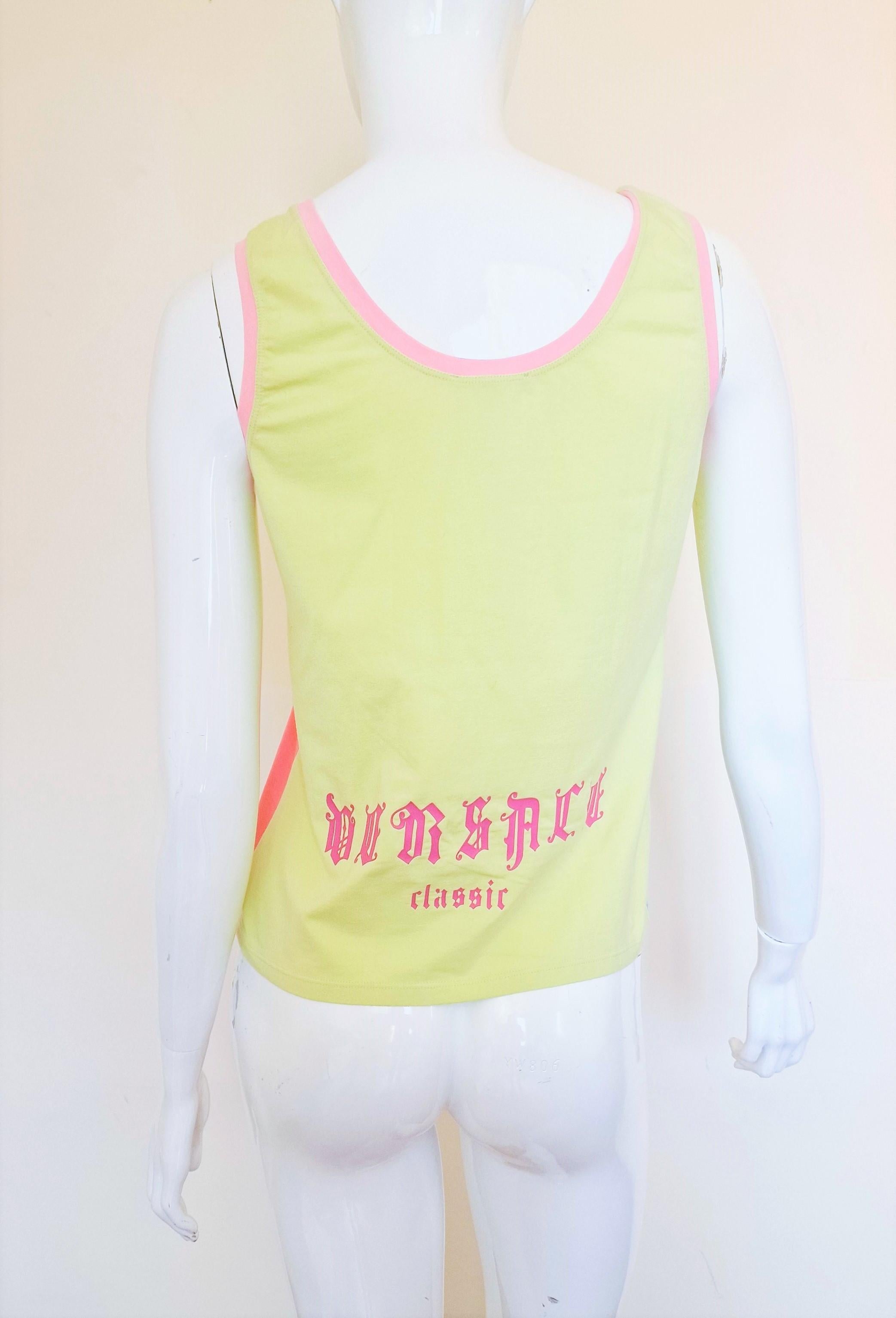 Gianni Versace Donatella Lollipop 2004 Pink Up Girl Color Block T-shirt Tee Top  In Excellent Condition For Sale In PARIS, FR