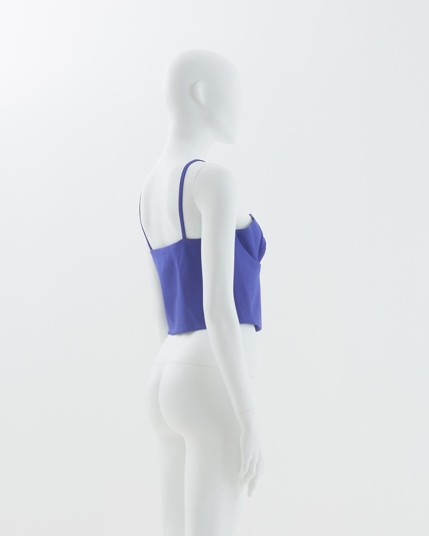 Women's Gianni Versace Early 1990s Blue silk ribbed couture bustier 