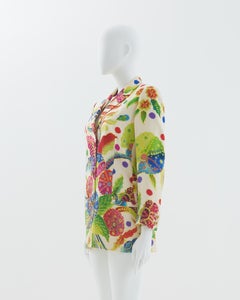 Gianni Versace Early 1990s Couture white “ocean” silk print blazer
