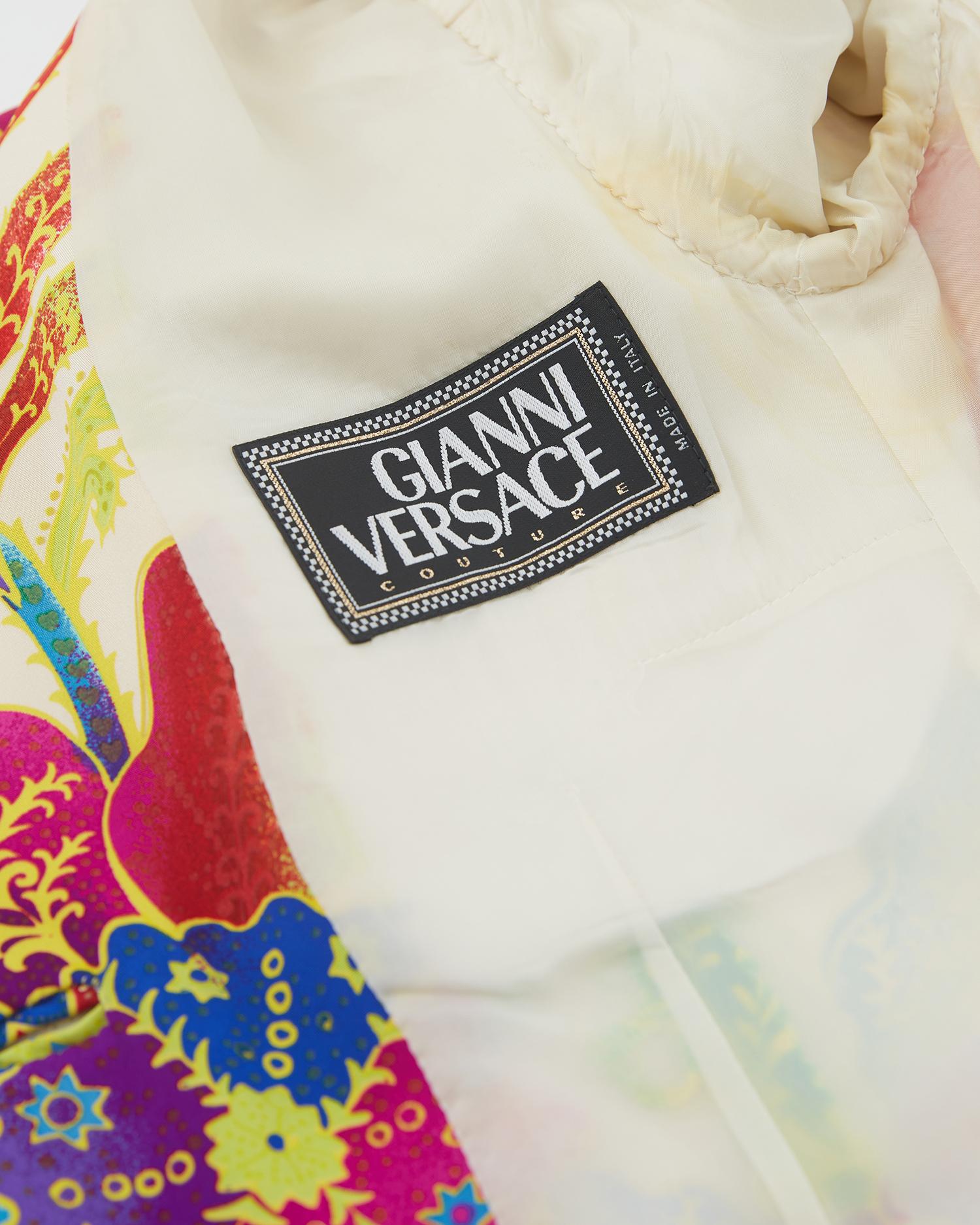 Gianni Versace Anfang der 1990er Jahre Couture Blazer mit weißem Meeresseidendruck  im Angebot 1