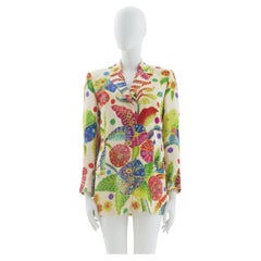 Gianni Versace Early 1990s Couture white “ocean” silk print blazer