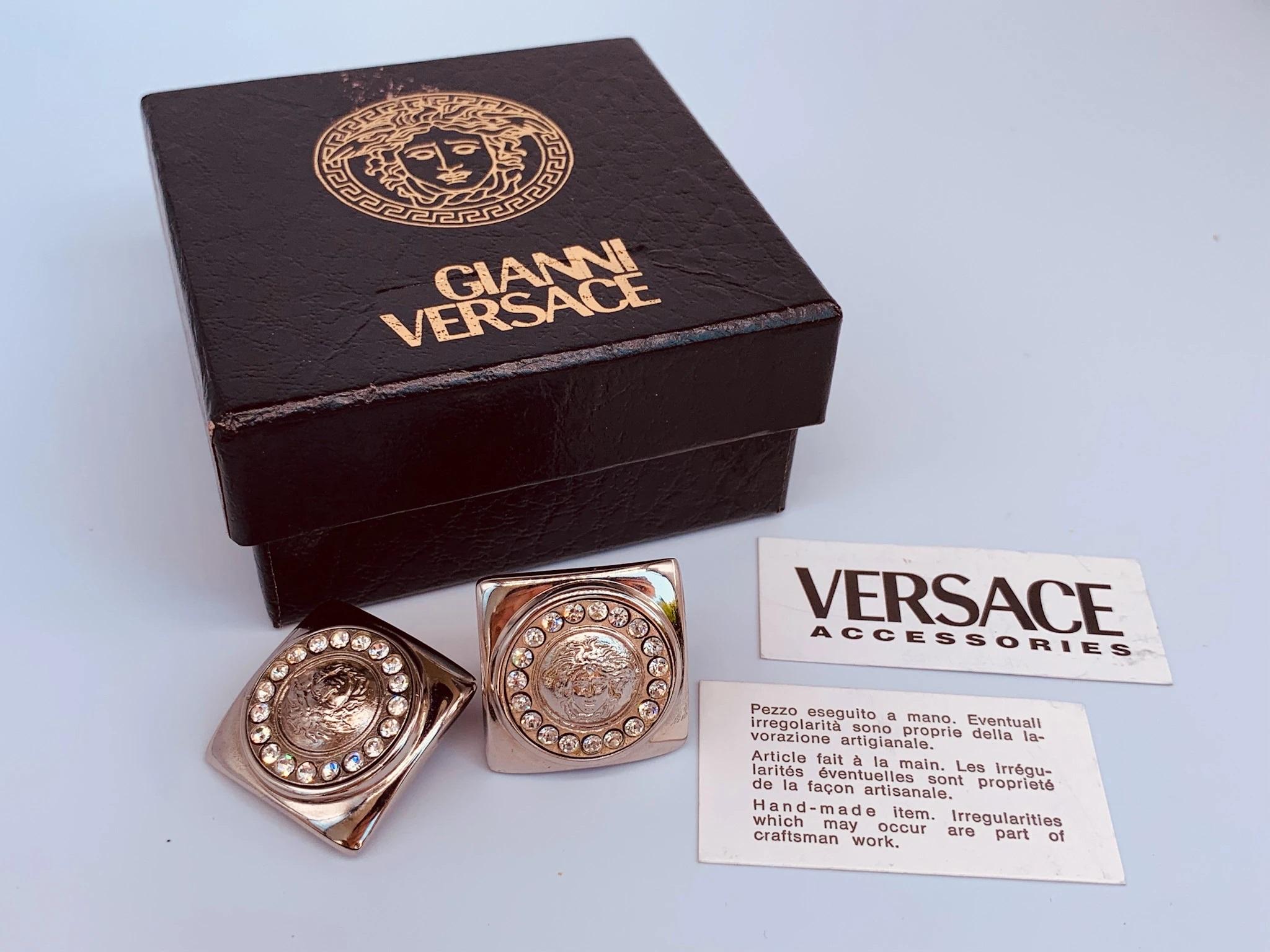 GIANNI VERSACE Earrings Vintage 1990s Clip On In Excellent Condition In London, GB