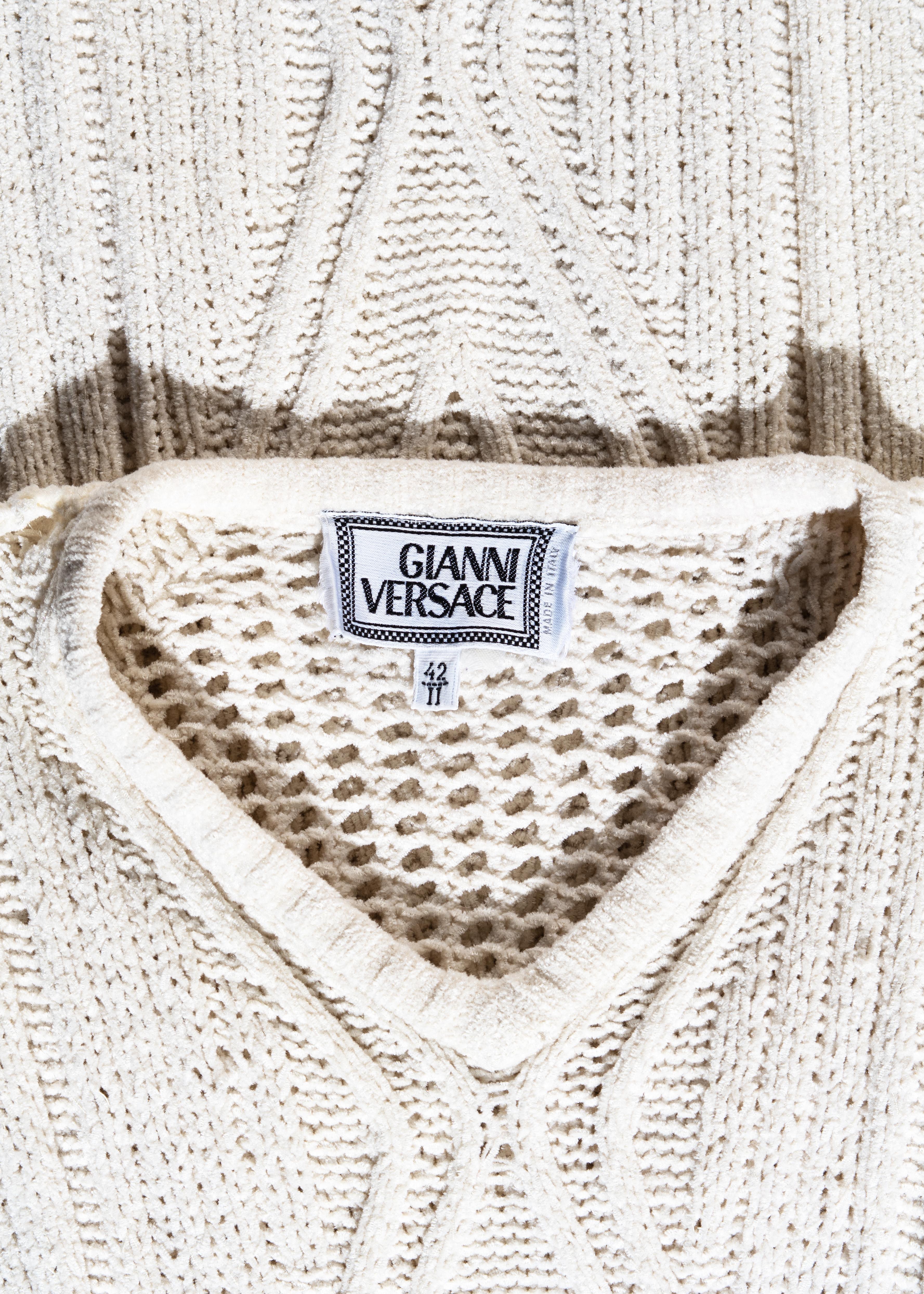 Gianni Versace ecru knitted chenille maxi dress, fw 1993 3