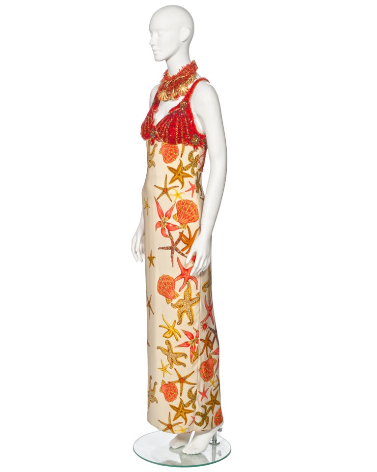 Gianni Versace Embellished Sea Shell Evening Dress and Necklace Set, ss  1992 at 1stDibs