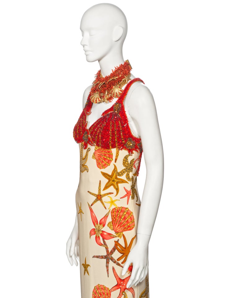 Gianni Versace Embellished Sea Shell Evening Dress and Necklace