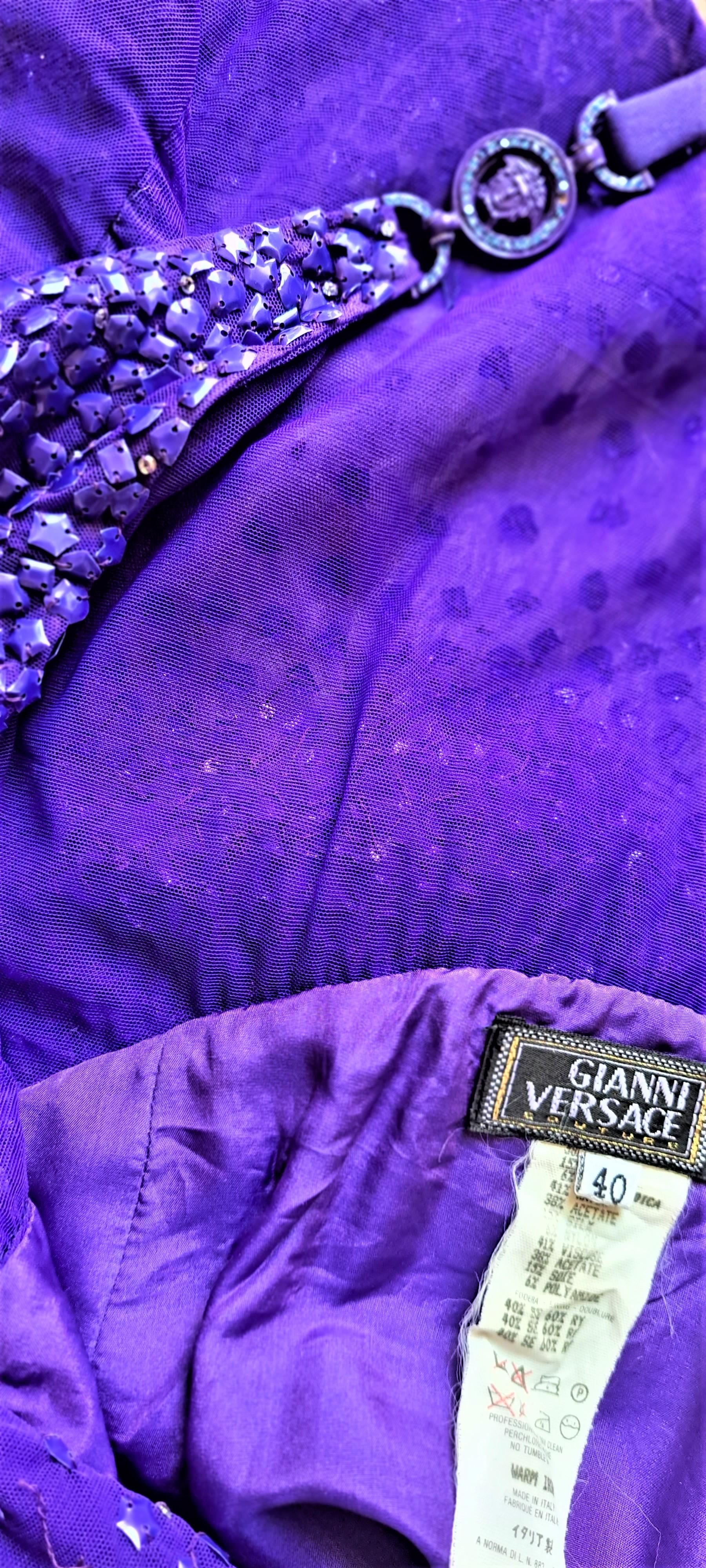Gianni Versace Embellished Sheer Evening Dress Gown F/W 1996 Runway Vintage For Sale 8