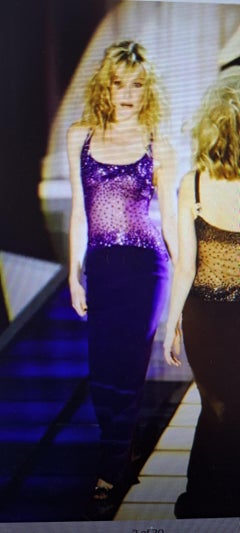 Gianni Versace F/W 1996 Runway Vintage Embellished Sheer Evening Long Dress Gown