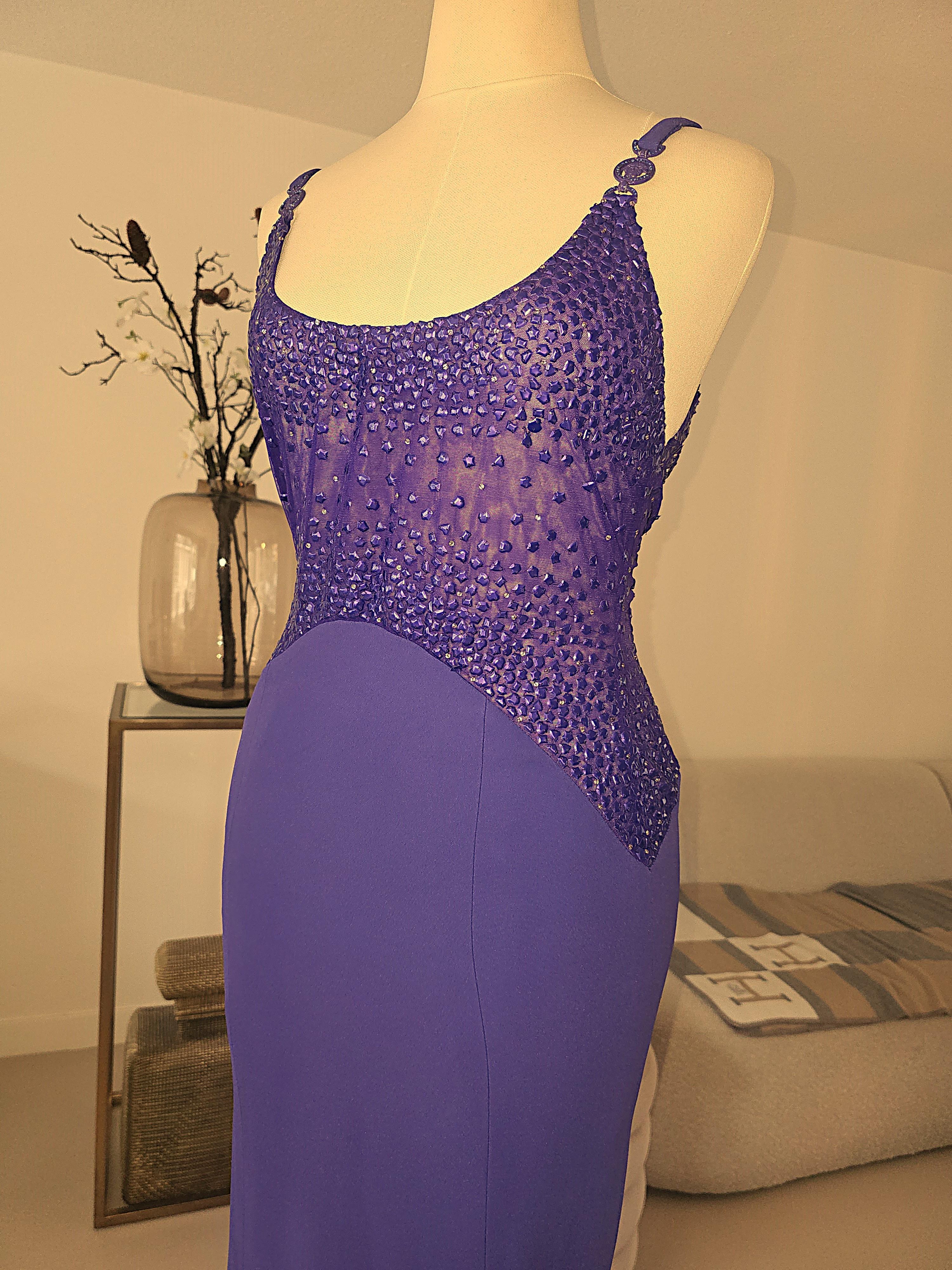 Gianni Versace Embellished Sheer Evening Gown Fall/Winter 1996 Runway Collectors For Sale 11