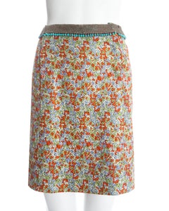 Gianni Versace embroidered floral skirt with chainmail and beaded belt, fw 1999