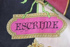 Gianni Versace Escrime Black Burgundy Silk Floral Baroque Scarf