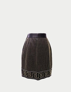 Gianni Versace Black and Gold Studded Mini Skirt - EU 40