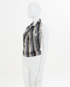 Gianni Versace F/W 1983 Black Gold & Silver Oroton chainmail halter top