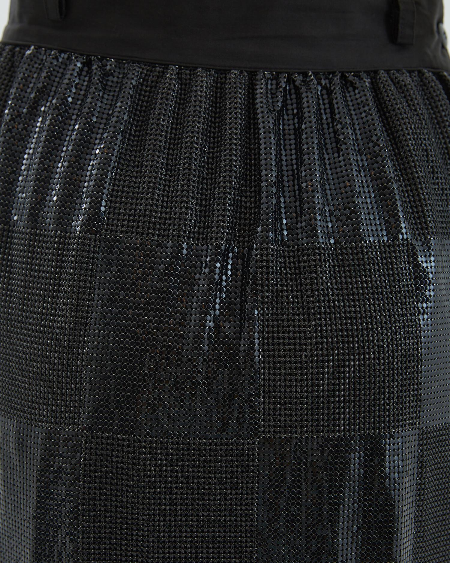 Gianni Versace F/W 1983 Black Oroton chainmail top and skirt set For Sale 14