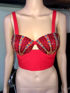 Gianni Versace S/S 1992 Couture Vintage Embellished Bustier Bra Crop Top