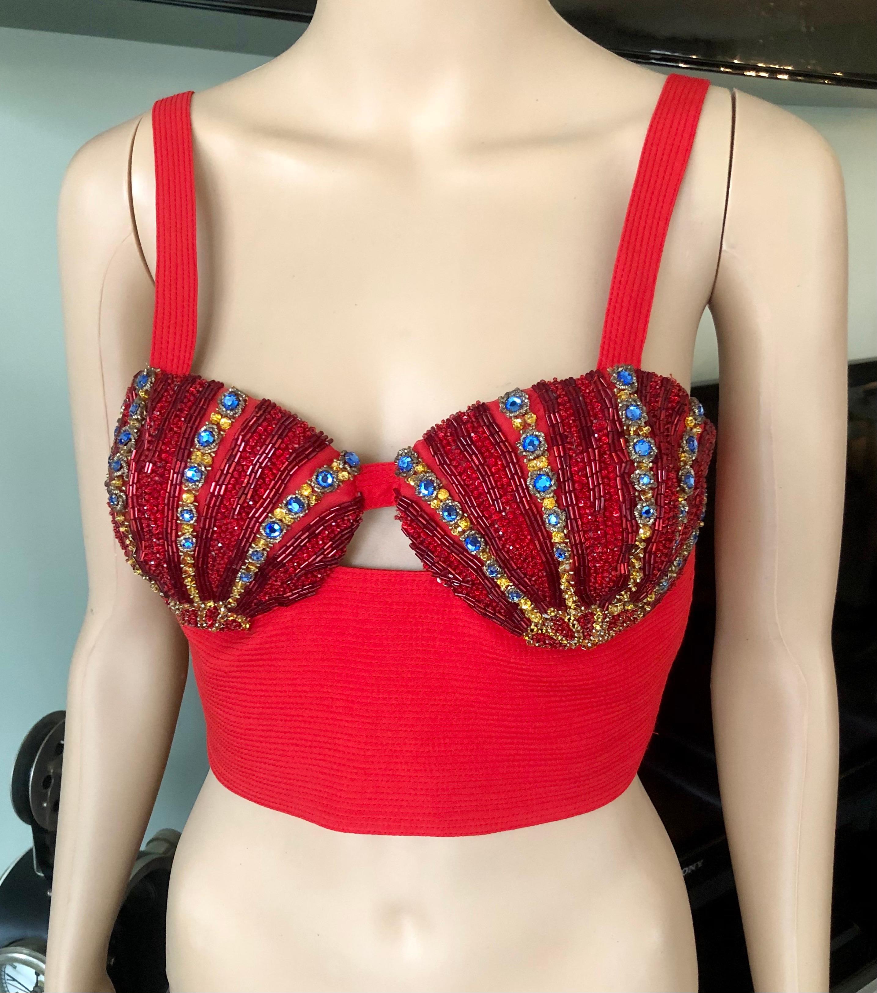 Gianni Versace S/S 1992 Couture Vintage Embellished Bustier Bra Crop Top  In Excellent Condition In Naples, FL