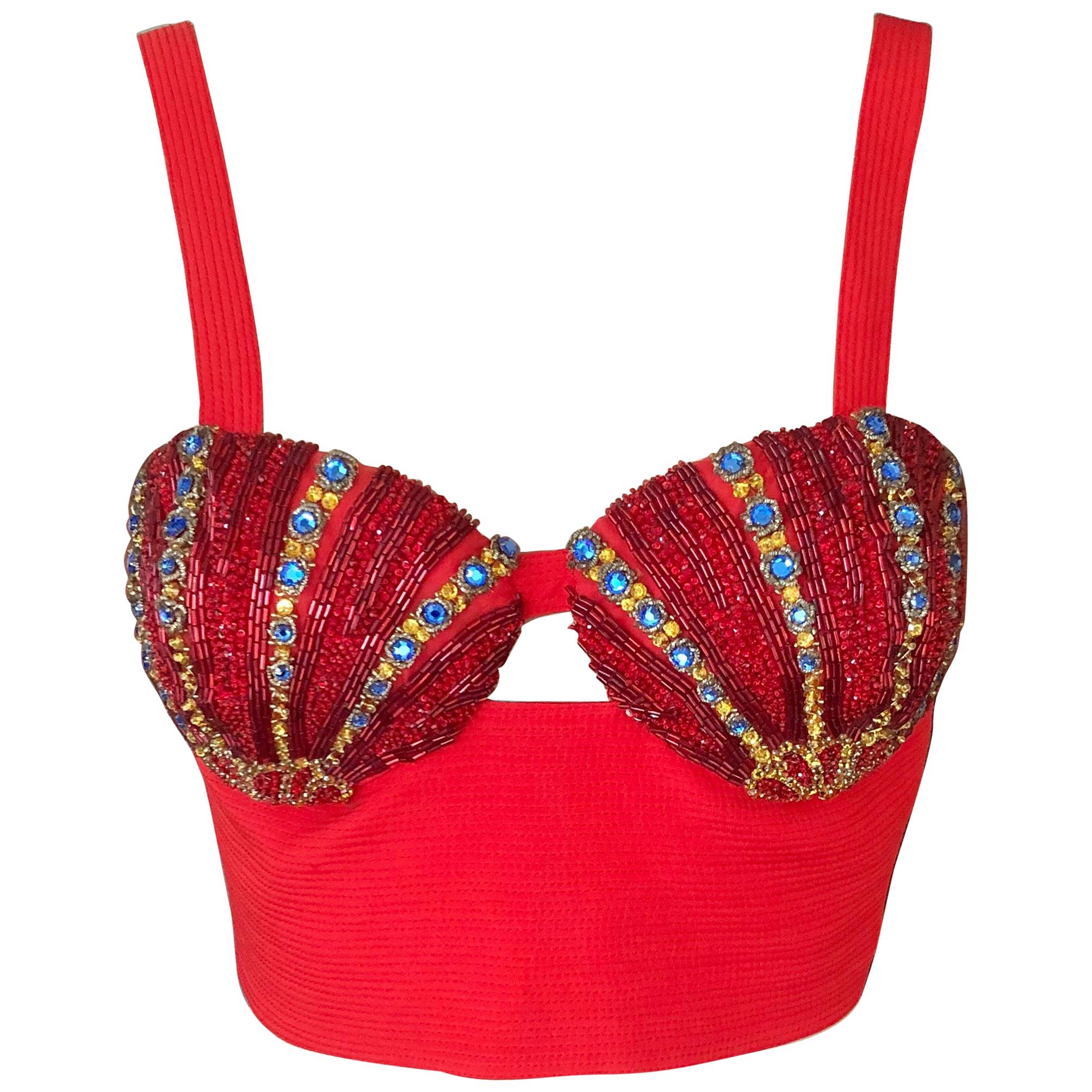 Gianni Versace S/S 1992 Couture Vintage Embellished Bustier Bra Crop Top 