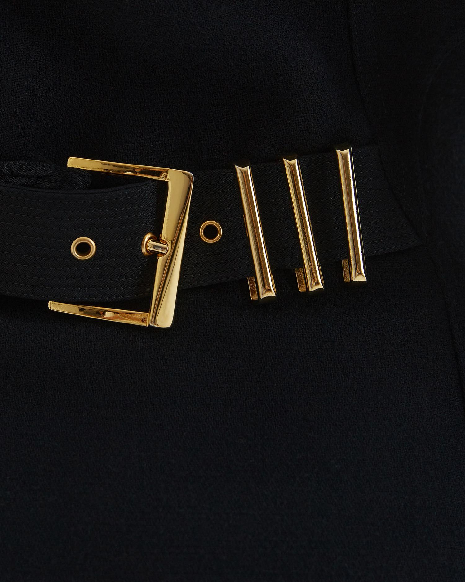Gianni Versace F/W 1992 Black wool Bondage buckle jacket and pencil skirt set 7