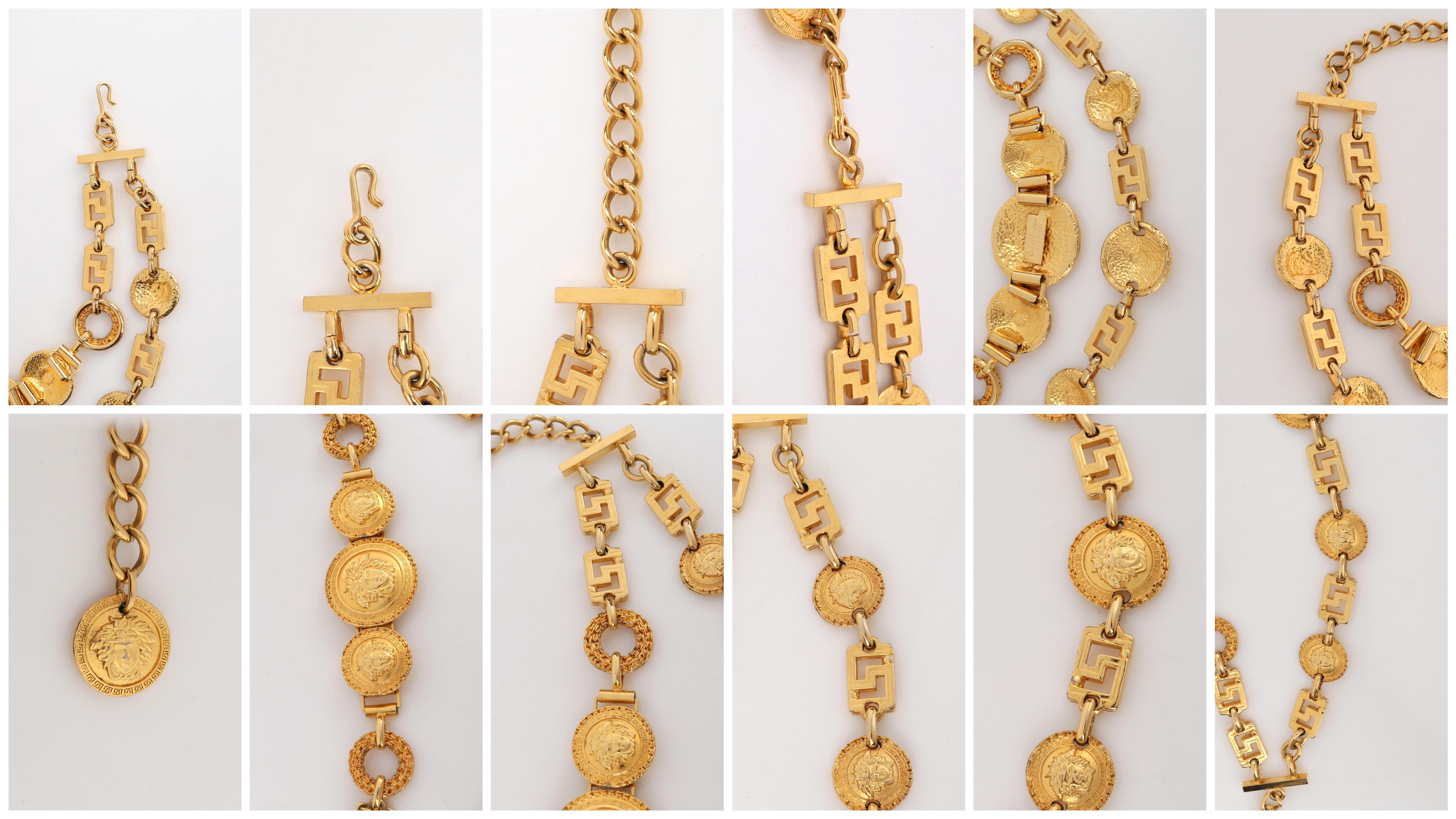 GIANNI VERSACE F/W 1992 Gold Signature Medusa Medallion Coin Choker Bib Necklace 3