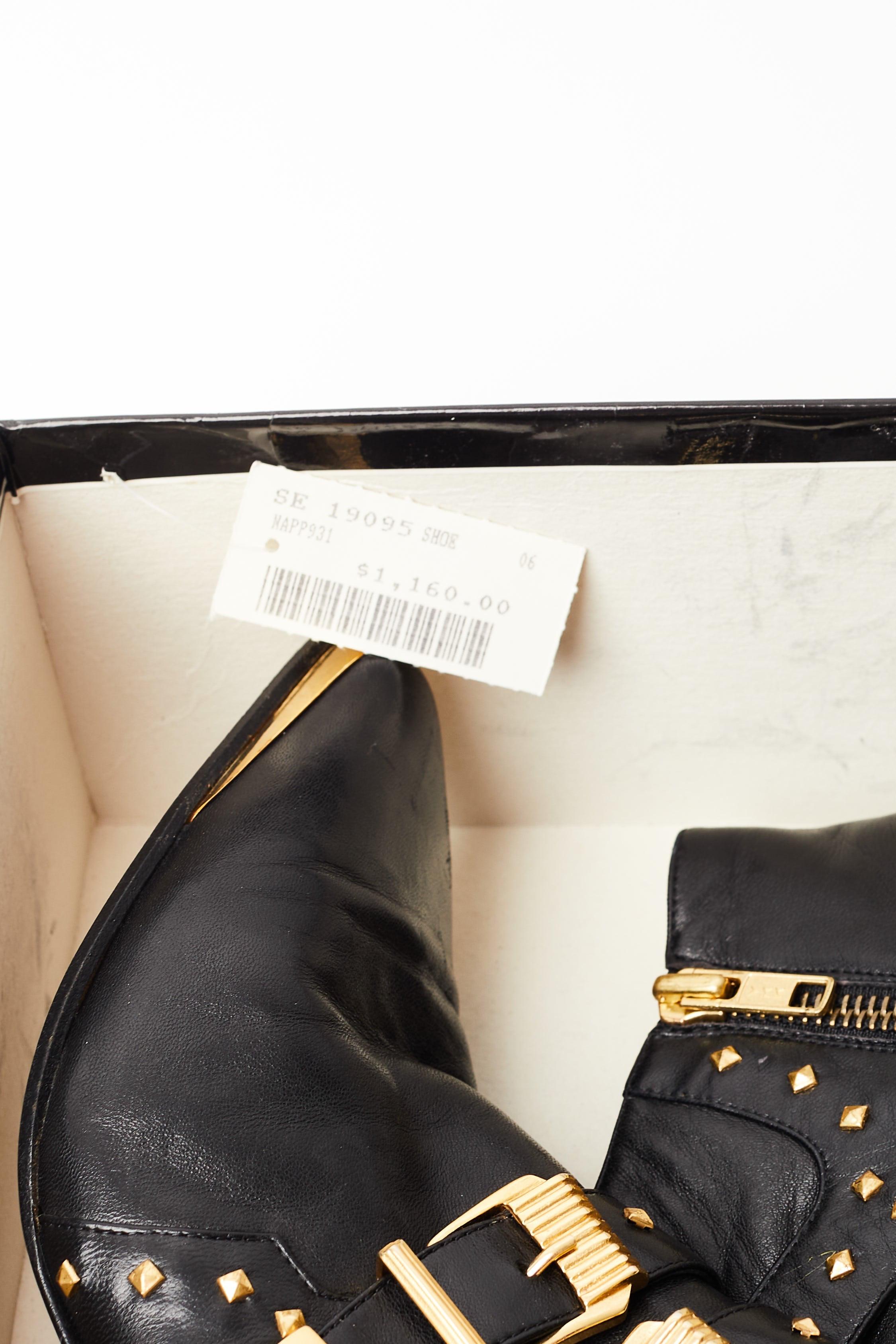 Gianni Versace F/W 1992 Pasarela Miss S&M Botines de piel con tachuelas en venta 3