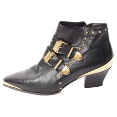 Gianni Versace F/W 1992 Miss S&M runway studded leather ankle boots