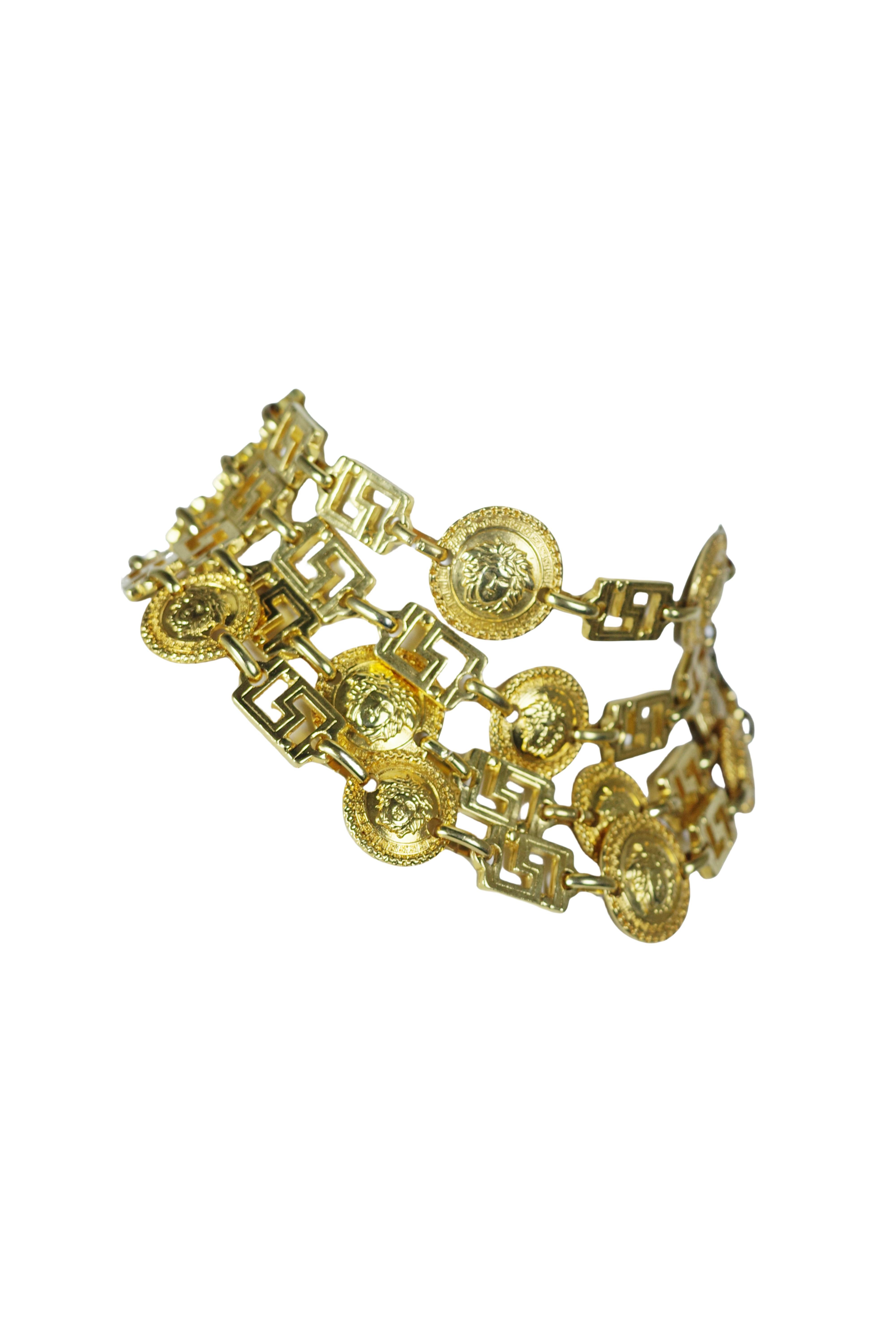 GIANNI VERSACE F/w 1992 Collar Gargantilla Medallón Medusa Oro Multicapa en venta 1