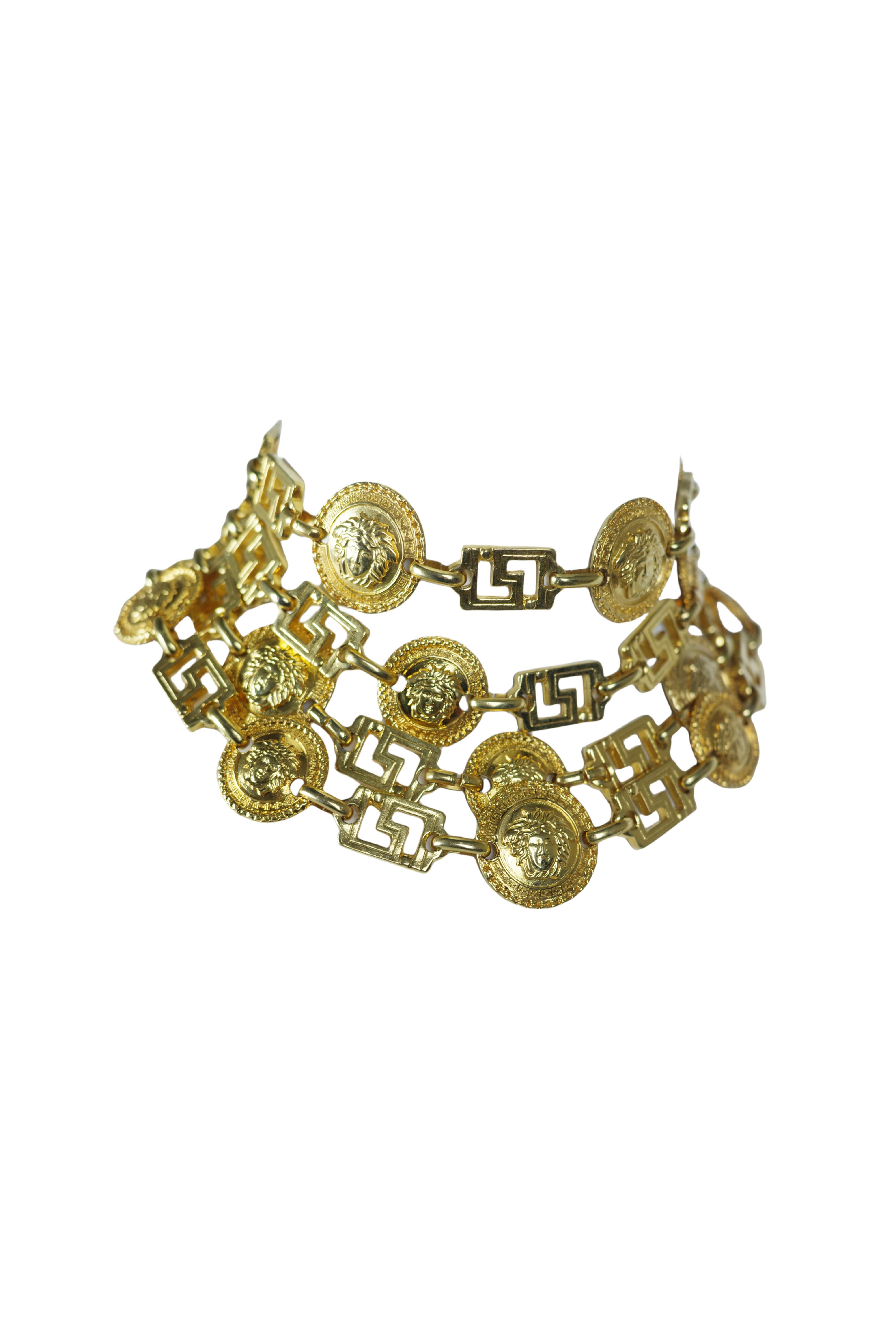 GIANNI VERSACE F/w 1992 Collar Gargantilla Medallón Medusa Oro Multicapa en venta 2