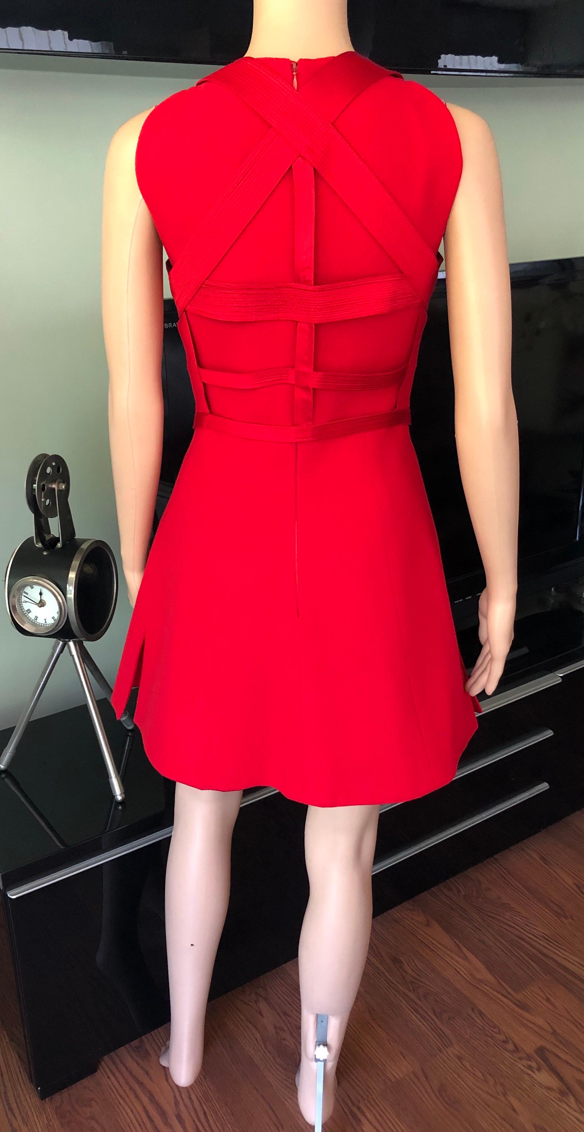 Gianni Versace F/W 1992 Runway Couture Vintage Bondage Harness 2 Piece Red Dress 1