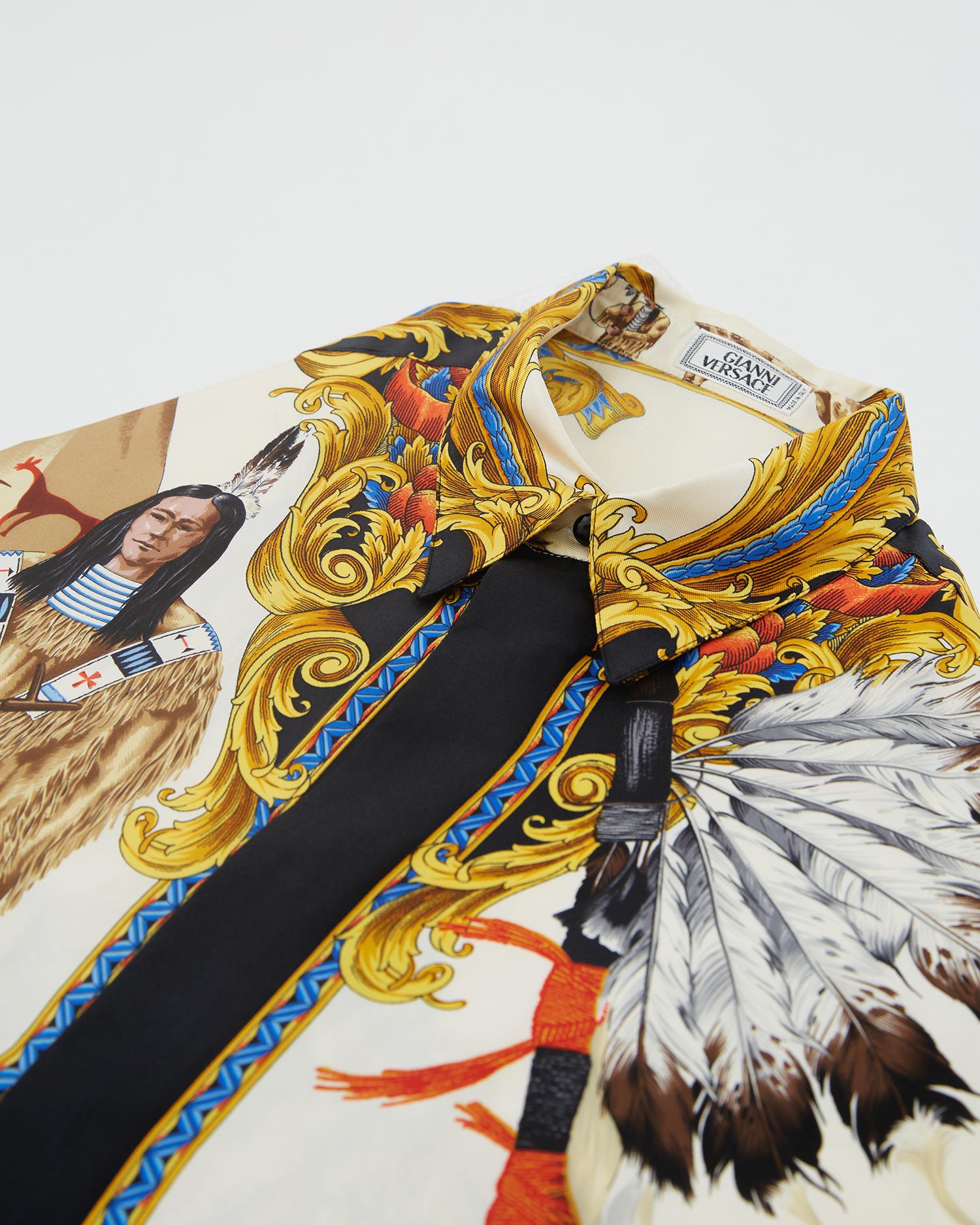 Gianni Versace F/W 1992 Silk collared ‘Native American’ printed shirt 4